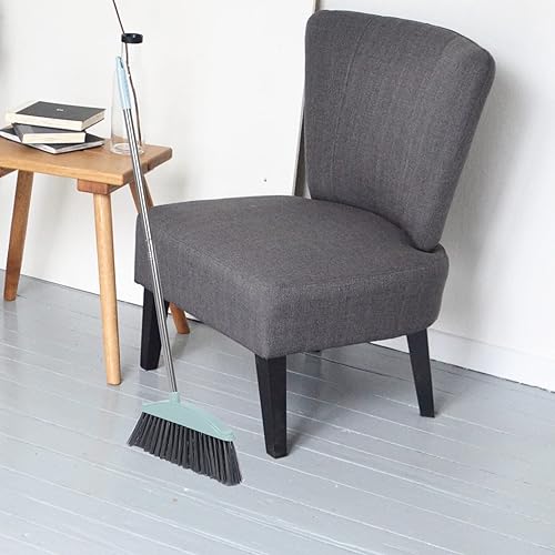 Miniatura 7 de Escoba resistente de mango largo, escoba de ángulo para interiores y exteriores, escoba de barrido, escoba de limpieza de piso para garaje, patio,