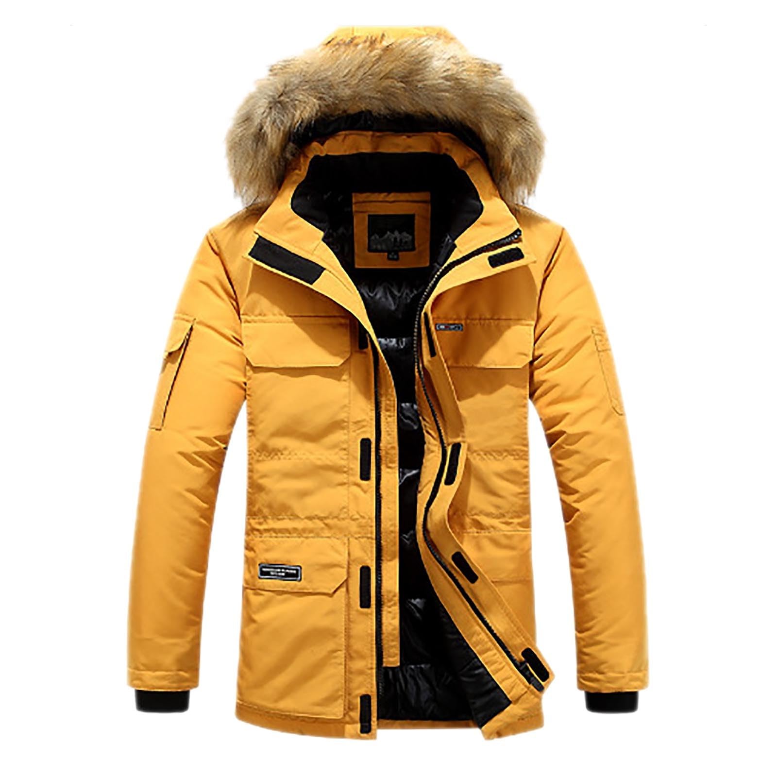Chaqueta Invierno Informal cálida de Invierno para Hombre, Chaqueta Acolchada con Cuello con Capucha y diseño de Bolsillo de Longitud Media Gruesa Plumón Hombre Invierno
