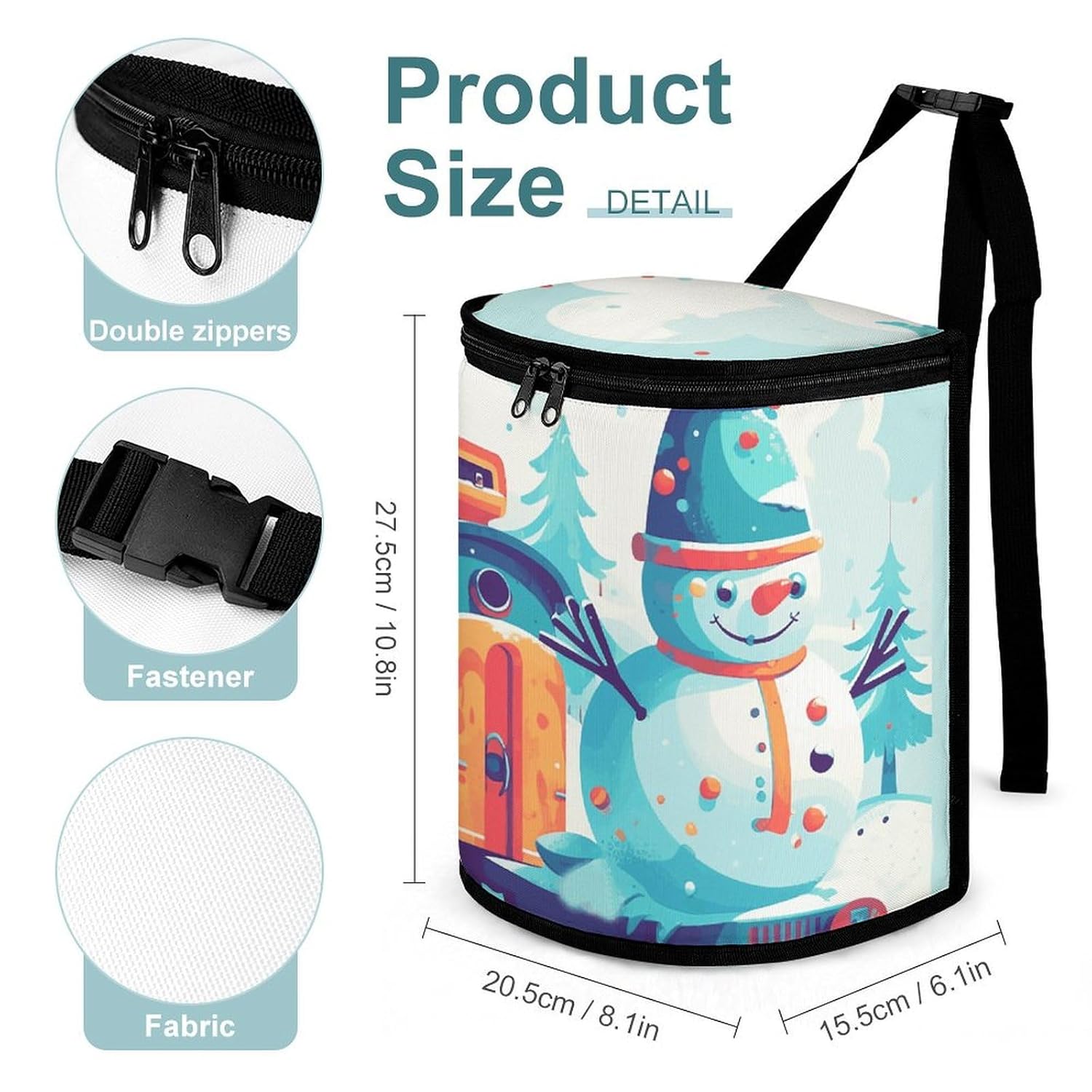 Car Trash Can Snowman Sitting on The Train Printed Car Organizer Car Accessory Interior Car Garbage Can with Lid