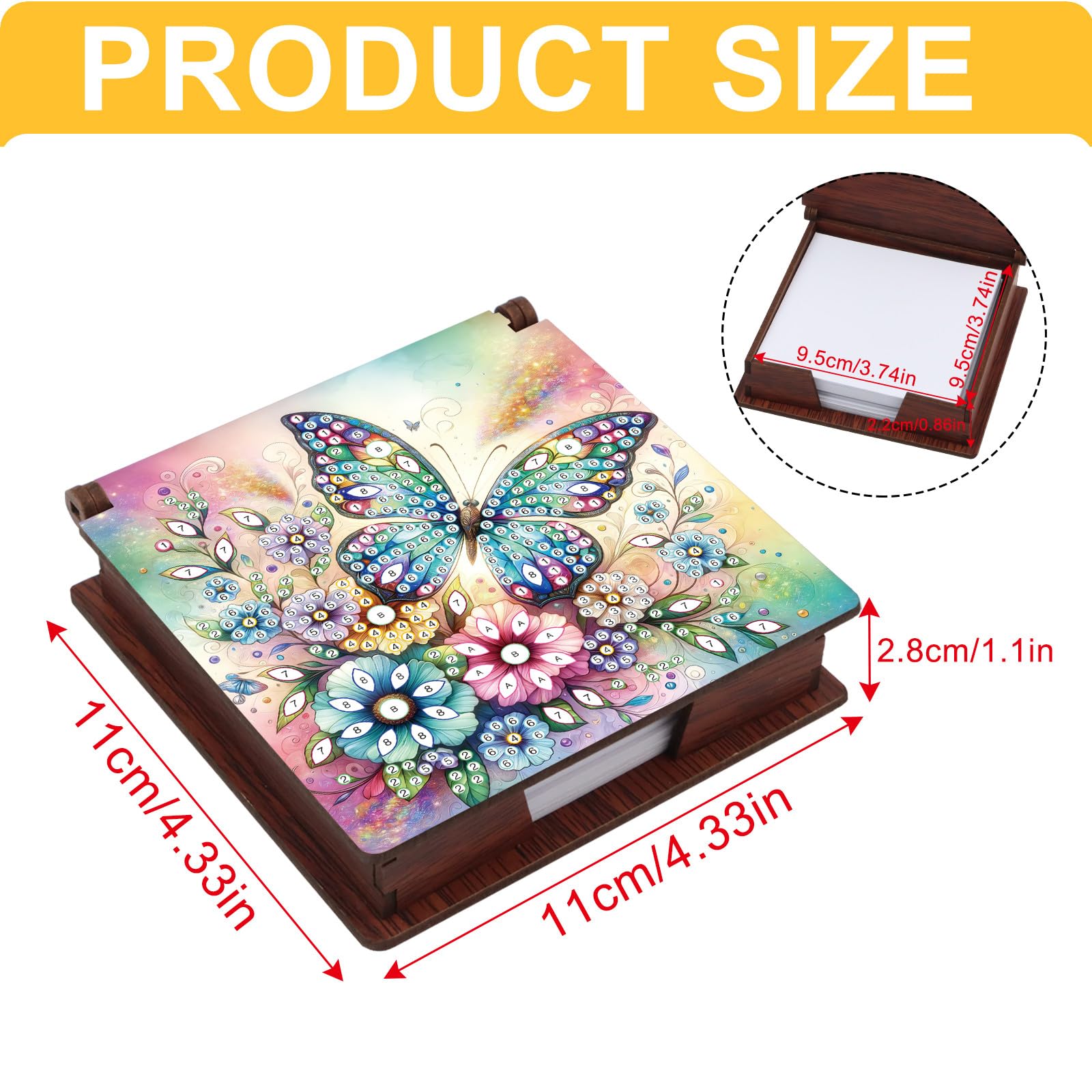 ARTopet 4Pcs Sticky Note Holder Diamond Art Painting Wooden Post It Note Dispenser Memo Paper Storage Box Diamond Art by Numbers Mosaic Kits Office Desk Accessories-02