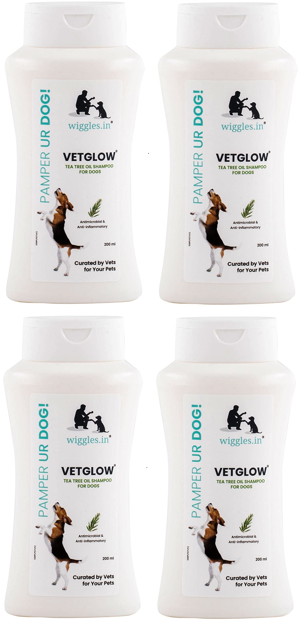 WIGGLES Vetglow Dog Shampoo for Labrador, German Shepherd, Golden Retriever 800ml - Dogs Puppy Shampoo for Shih Tzu, Ticks Fleas, Skin Treatment, Pomeranian