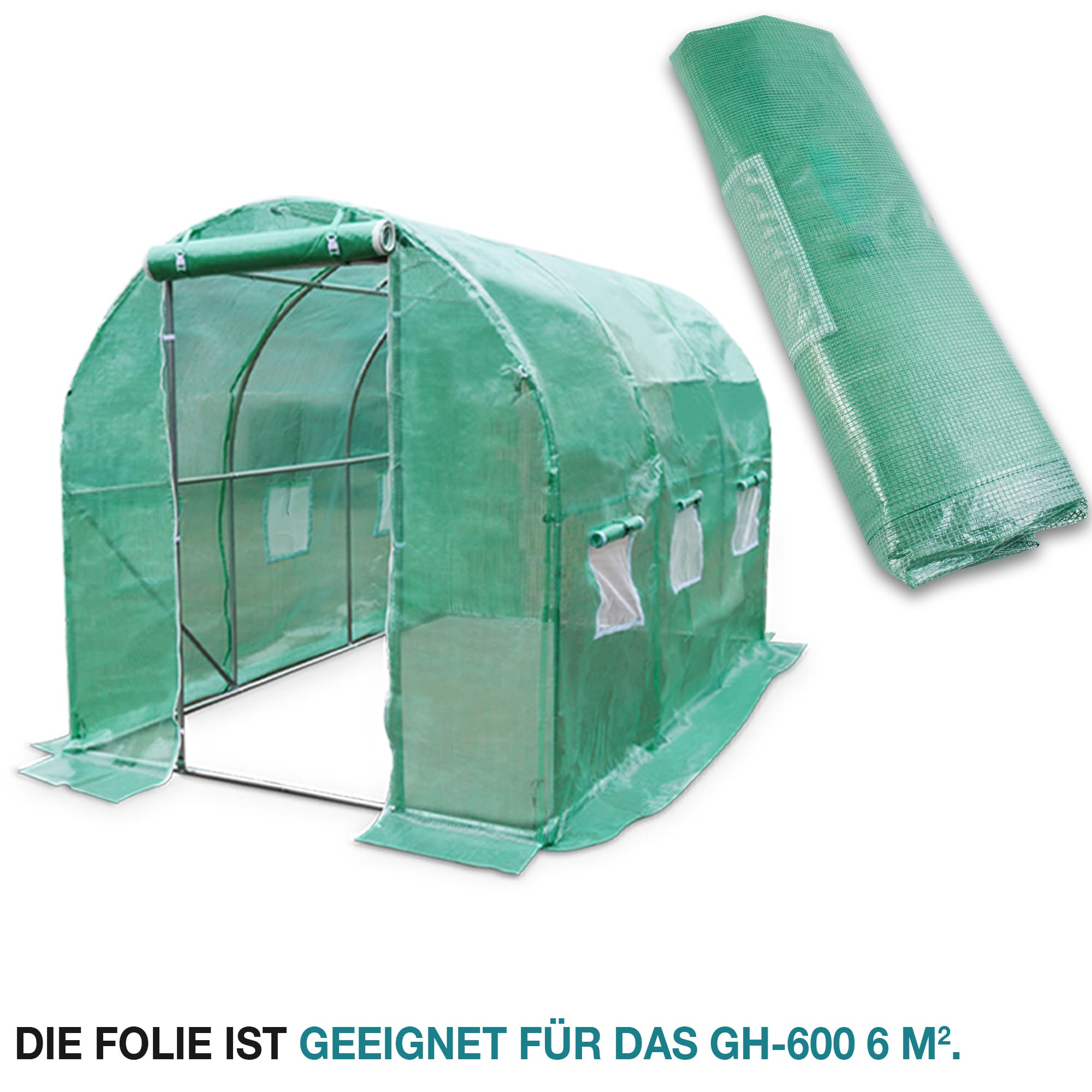 TOM Gewächshaus Ersatzfolie UV beständig Winterfest wetterfest wasserdicht Gitterfolie transparent grün 200x300 cm