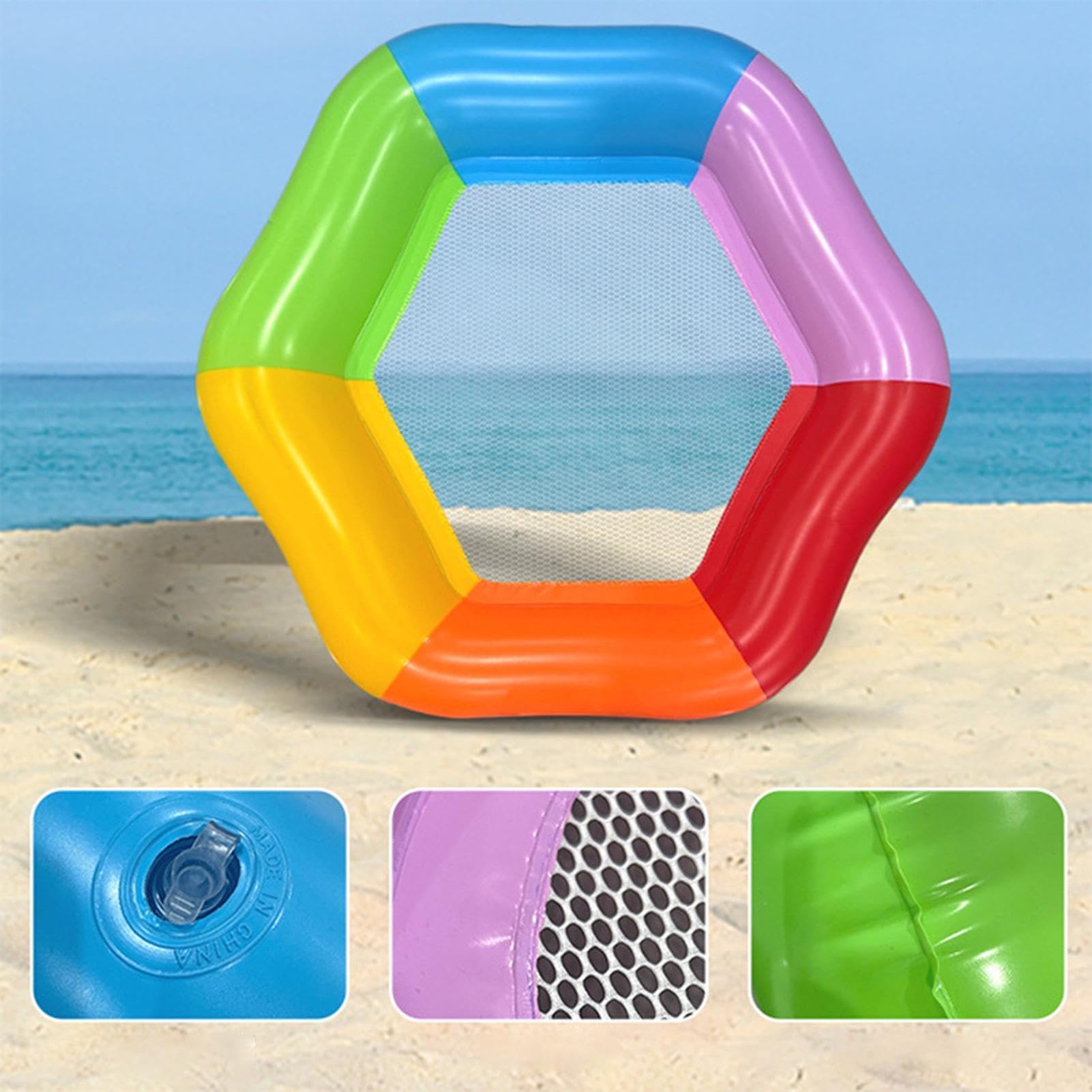 Aufblasbare Pool-Schwimmmatten - 177 x 157 cm Farbenfrohe Aufblasbare Sechseckige Matte - Pool-Schwimmbett | für See, Meer, Fluss, Camping, Indoor, Outdoor, draußen, im Freien, Frauen und Männer
