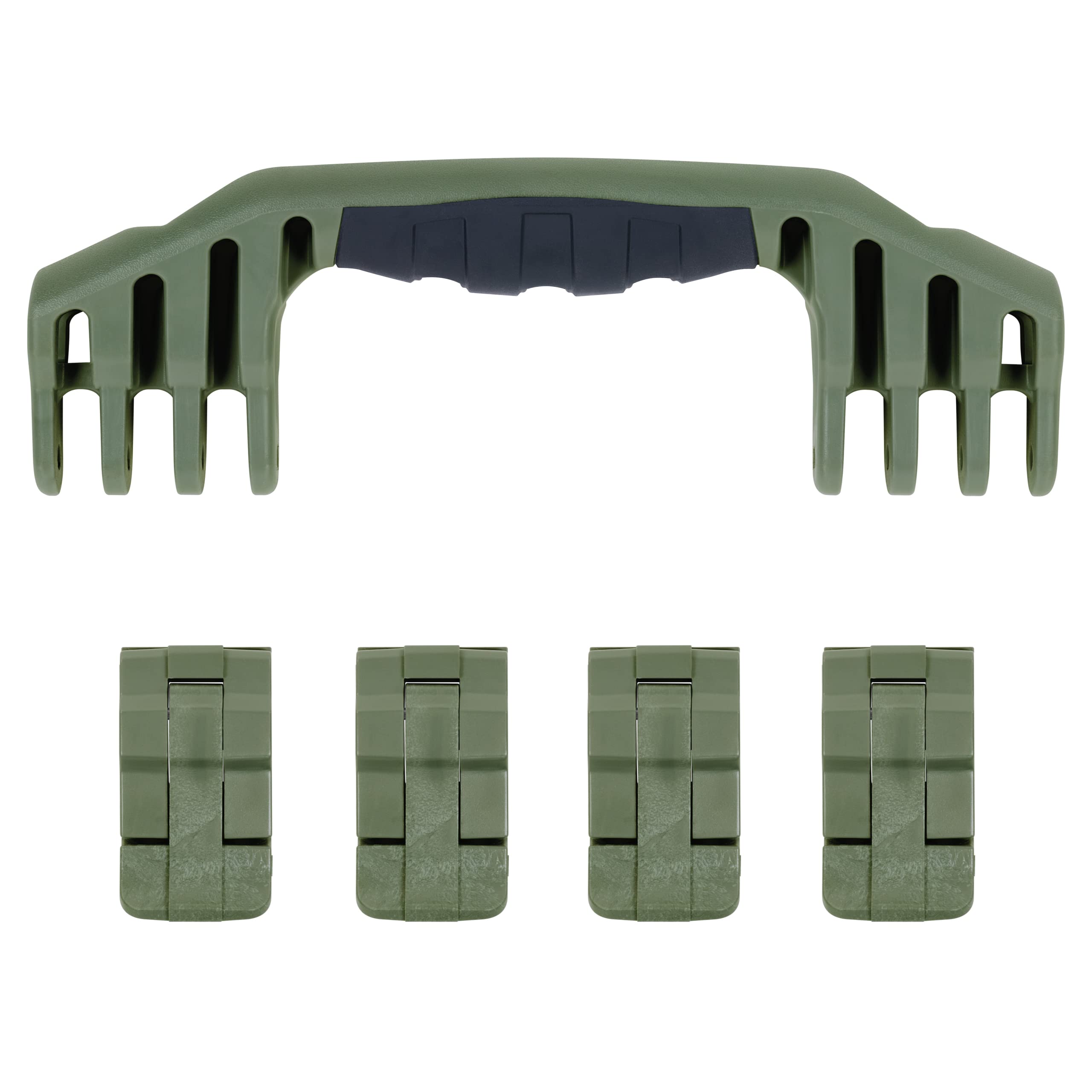 Pelican 1600 Replacement Handle & Latch Set by ColorCase - OD Green Handles & Double Throw Latches