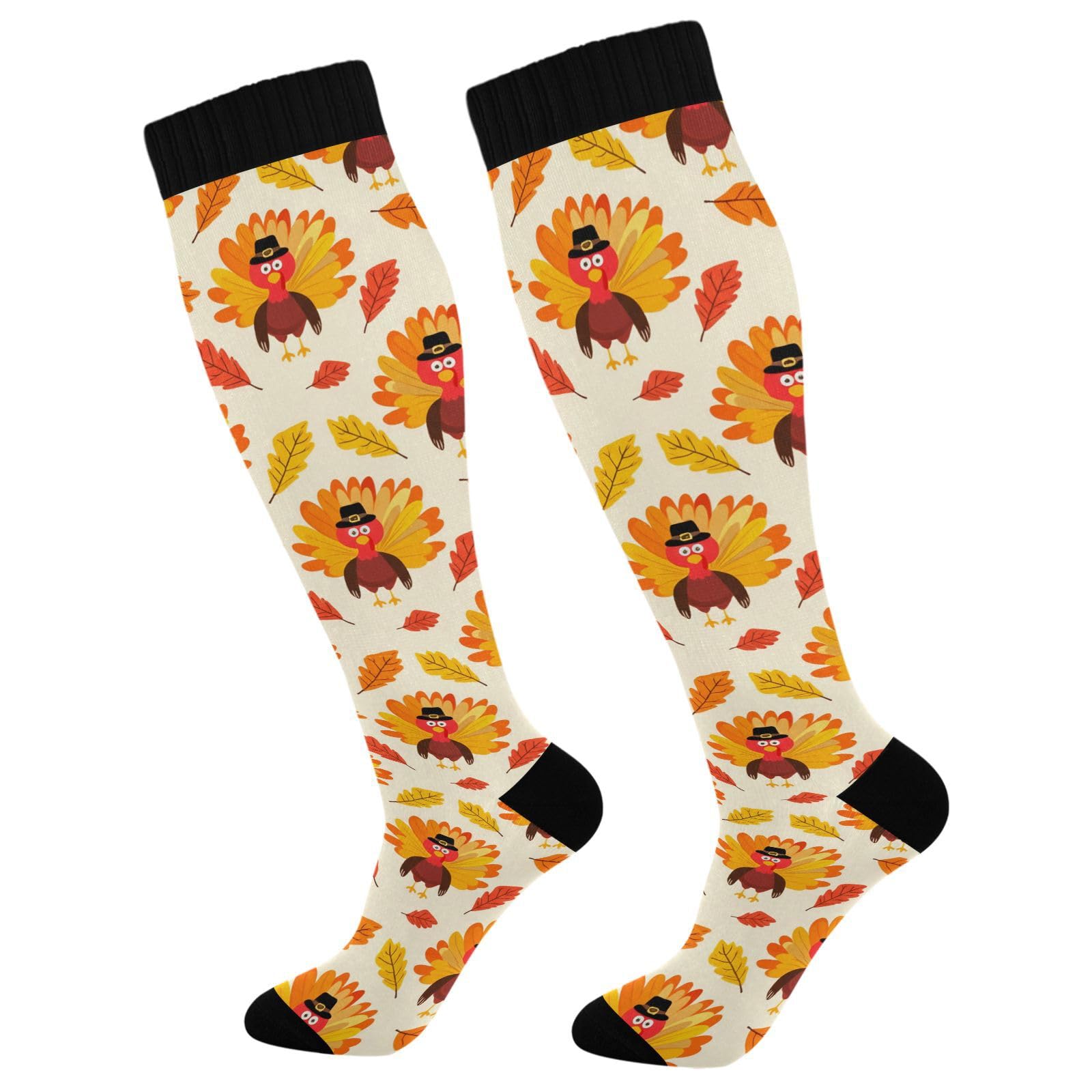 Kigai Christmas Gnomes Compression Socks Women Men Knee High Stockings for Sports,Running,Travel 1Pair