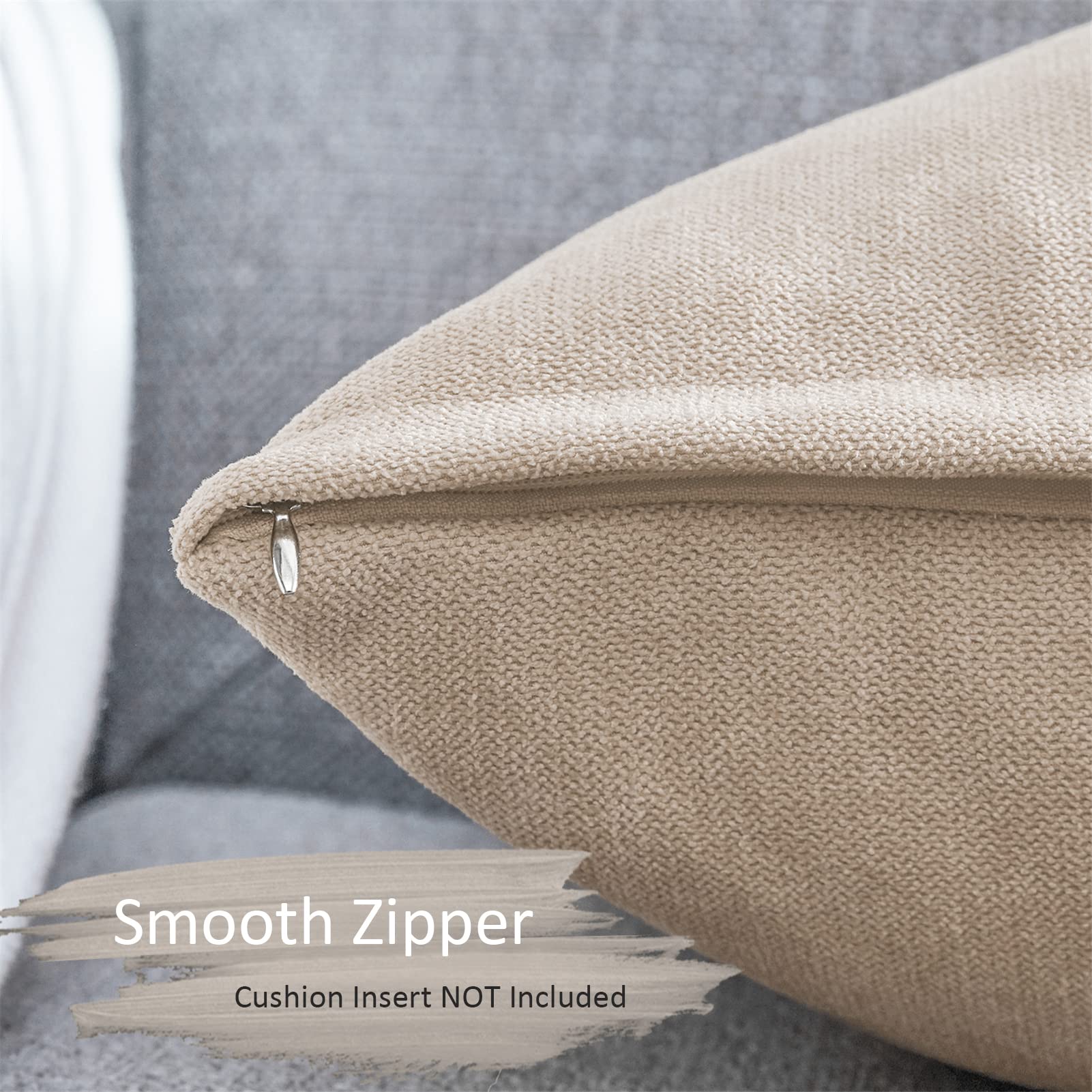 Topfinel Federe Cuscini 2 Pezzi 45x45cm Comodo in Ciniglia per Divano Copricuscini Decorativi Camera da Letto Soggiorno Balcone Esterno Arredo Casa Fodere Cuscino Tinta unita Cachi