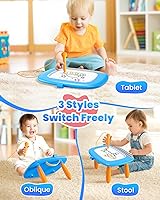 Vista 2 de Juguetes para niños pequeños de 1 a 3 años, tablero de dibujo magnético, pizarra para garabatear, juguetes educativos y de aprendizaje para bebés