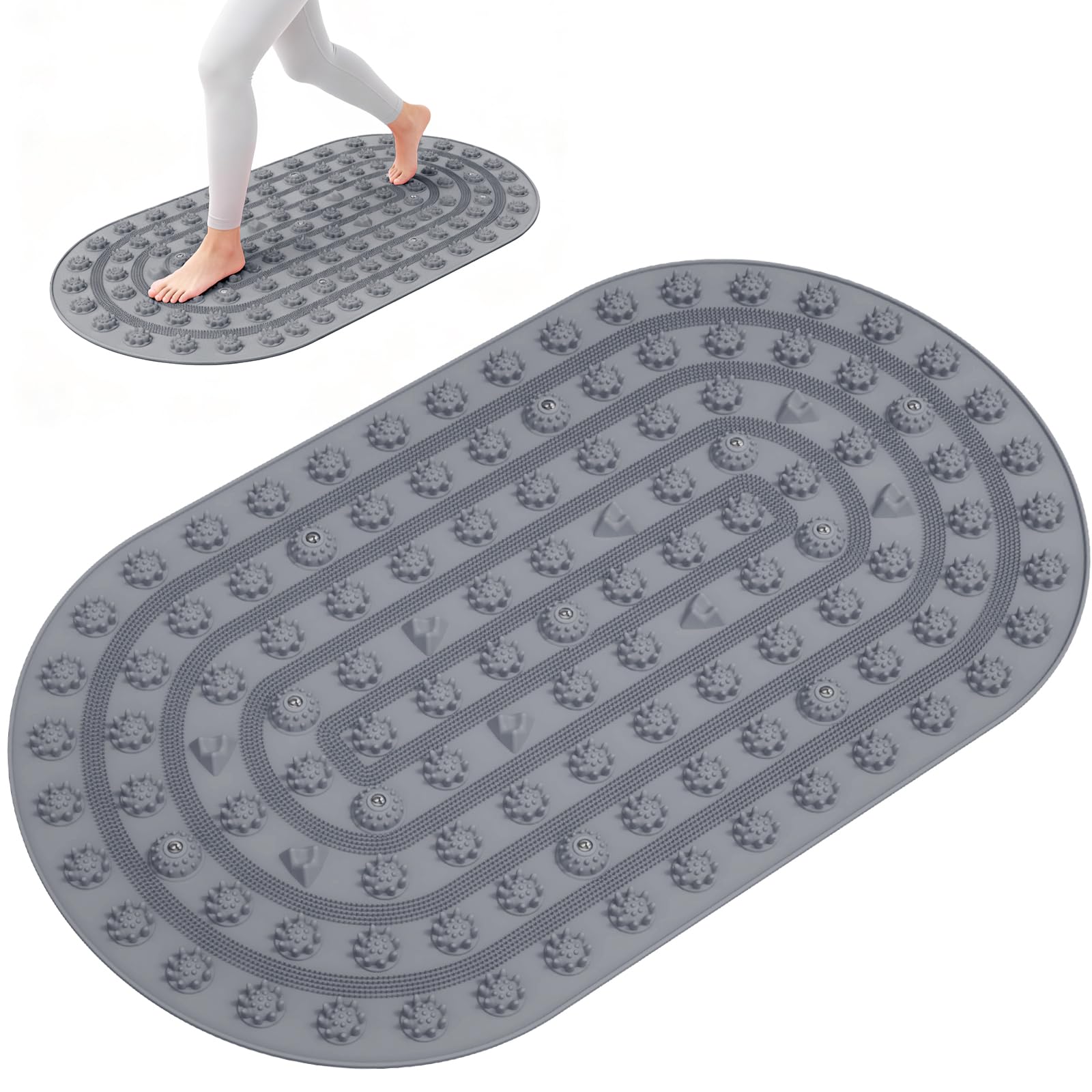 Photo 1 of Foot Massage Mat Acupressure Board Large 30*17.7 In, Vynusio Silicone Reflexology Magnetic Therapy Acupuncture Jogging Feet Massage Pad Soft & Stiff Pressure Point for Beginner Yoga Home Office Grey