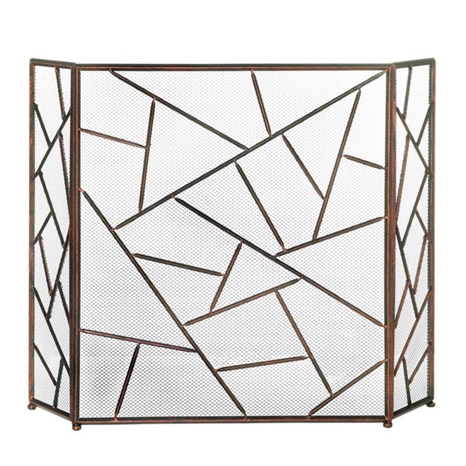 Parascintille Parascintille per Camino Pieghevole A 3 Pannelli, Grande 135×85cm, Semplice Parascintille per Fuoco A Carbone/Legna/Griglie, Bronzo Antico