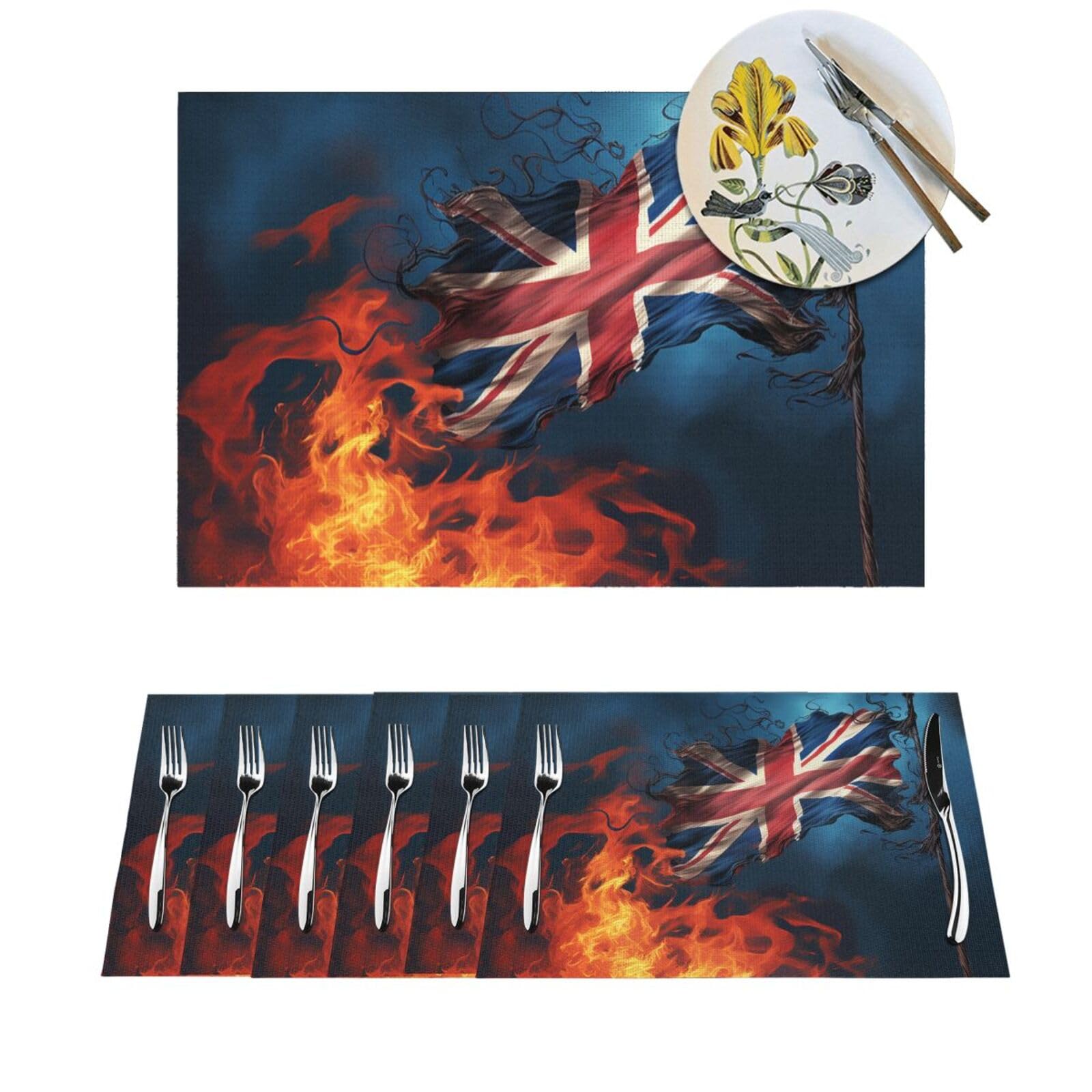 Lot de 6 sets de table en PVC lavable 30x45 cm peints pour salle à manger