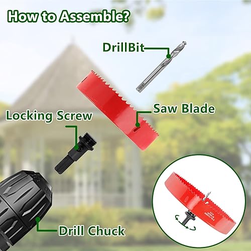 Vista 46 de Luomorgo - Sierra perforadora de 4 pulgadas/100 mm, acero de alta velocidad, profundidad de corte 1 1/4 pulgadas, adaptador de broca hexagonal