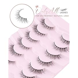 Onlyall Soft Fluffy Natural Look Wispy 1 Lashes, Flared 1 Eyelashes, 7 Pairs D1 Natural (6-13MM)