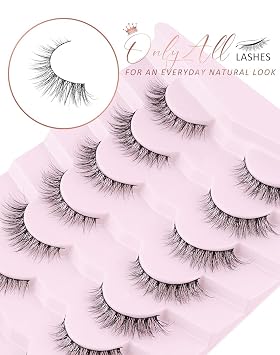 Onlyall Natural Lashes Wispy Lashes Natural Look False Eyelashes Soft Fluffy Fake Eyelashes 7 Pairs D1 Natural (6-13MM)