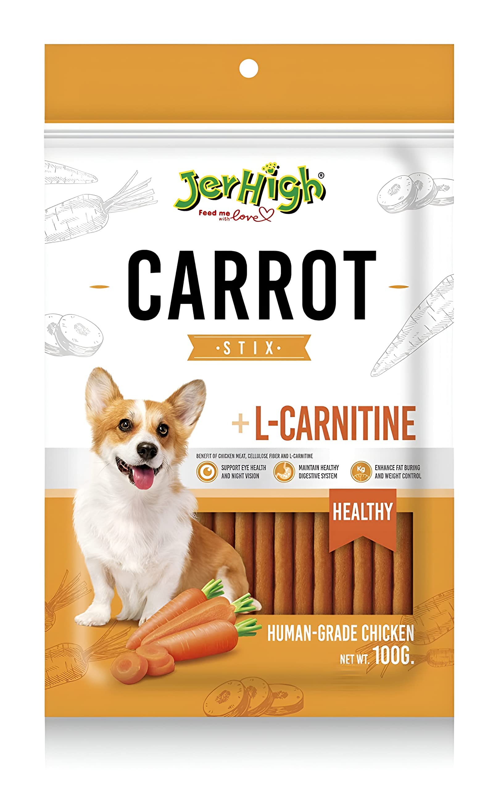 Jerhigh Real Chicken Meat Carrot Stick Dog Treats, Fully Digestible Healthy Snack & Training Treat Size- 100gm (Pack of 2) (B0C4FLY32D) Amazon Price History, Amazon Price Tracker