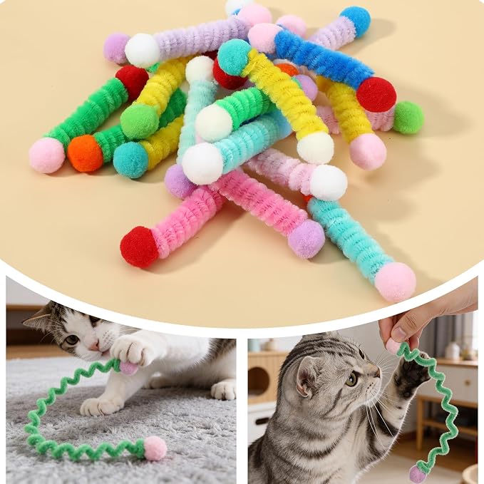 24 piezas juguete espiral para gato multicolor miniatura 4
