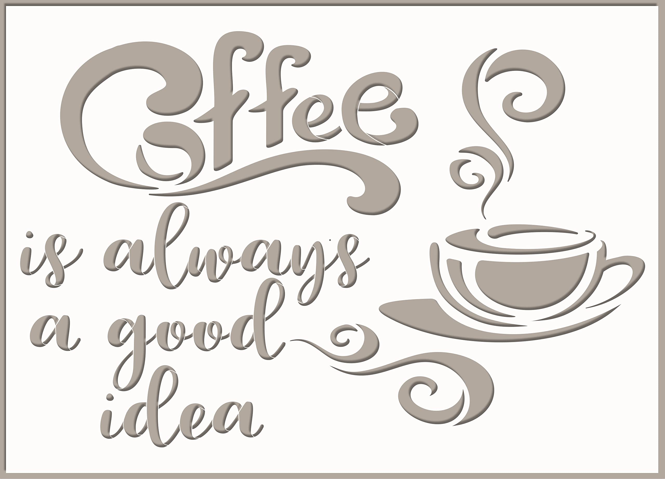ED Laser Studio Coffee is Good idea Stencil Quote Saying Large Walls Stencils Painting Furniture Canvas Fabric Wood Patio Floor Home Decor Crafts Art - Reusable Template QU62