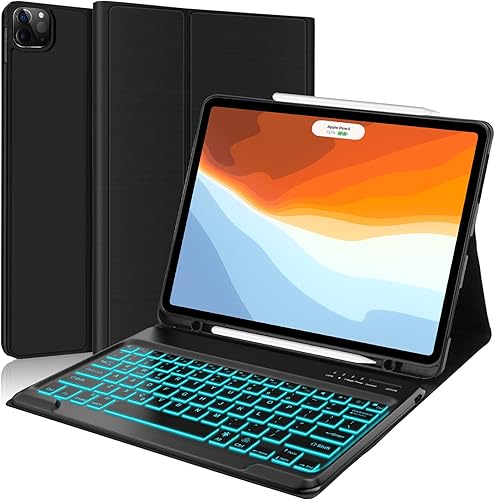 Vista 32 de Funda con teclado táctil para iPad Air 13 M2 2024, iPad Pro 12.9 con teclado de 6ª/5ª/4ª/3ª/3ª generación, trackpad, rotación de 360°, cubierta