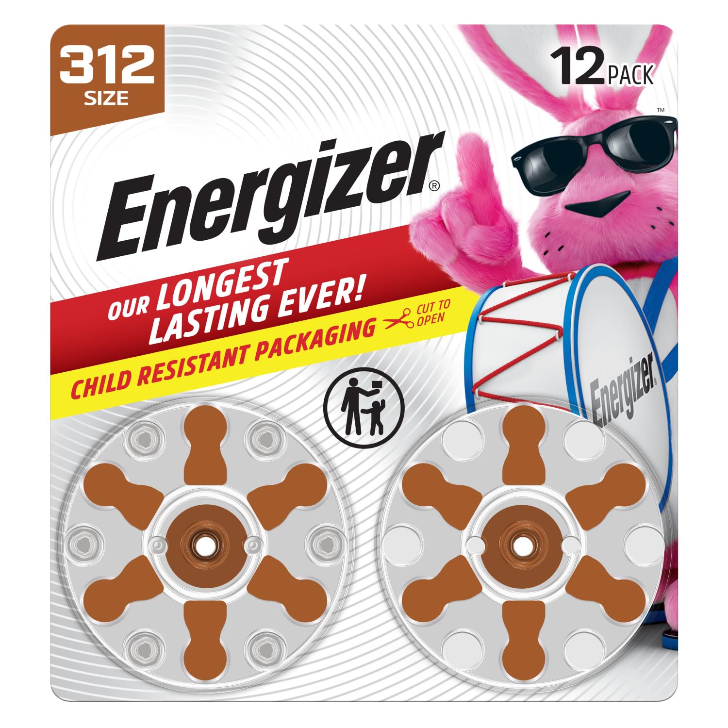 Energizer Batterie Per Apparecchi Acustici Taglia 312, Con Linguetta Marrone, Dimensioni 312, 12 Pezzi - Foto 3