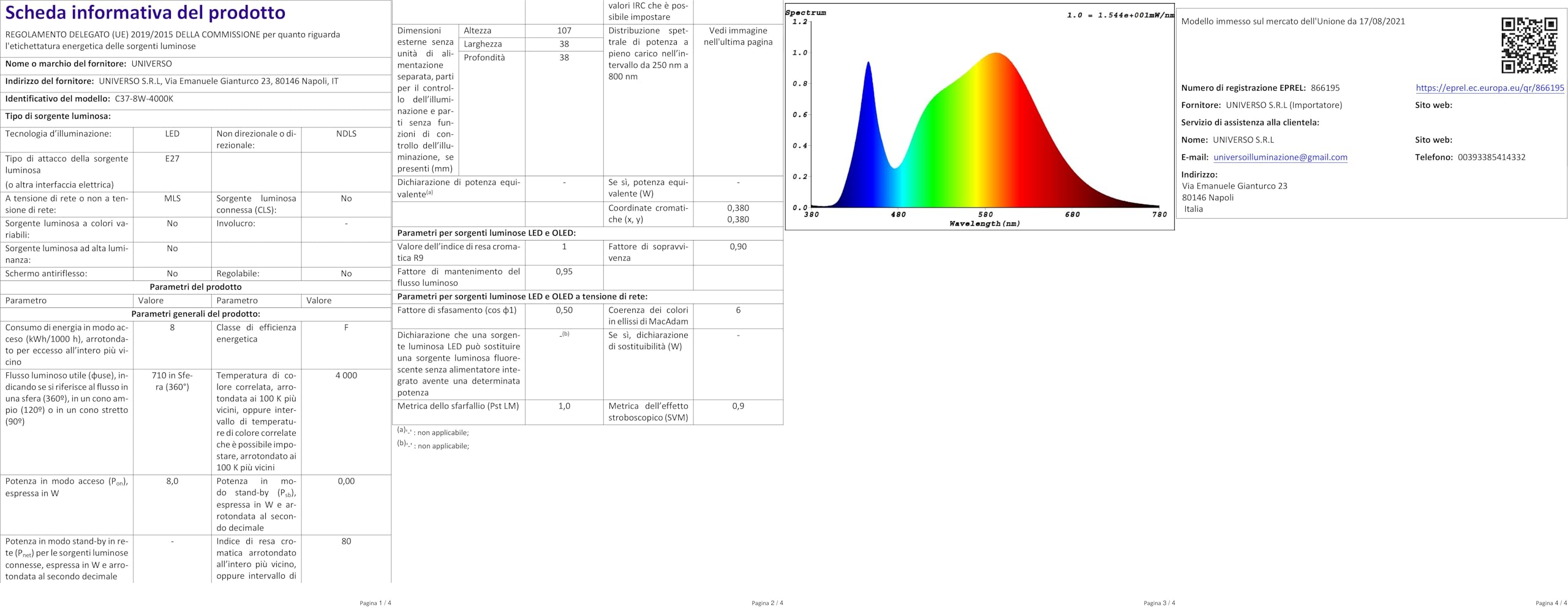 Vetrineinrete® Faretto LED GU10 8W - Luce Calda 3000K, Naturale 4000K O Bianca 6500K - 720 Lumen, 120°