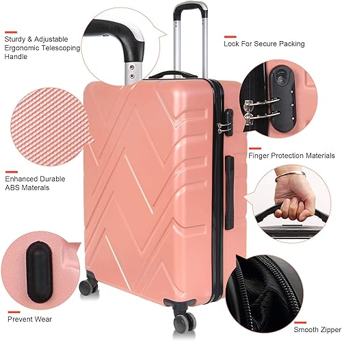 Miniatura 2 de Juego de maletas de 4 piezas Juego de maletas de carcasa dura de ABS Maletas de viaje ligeras con ruedas giratorias Funda de maleta gratis 18 20 24