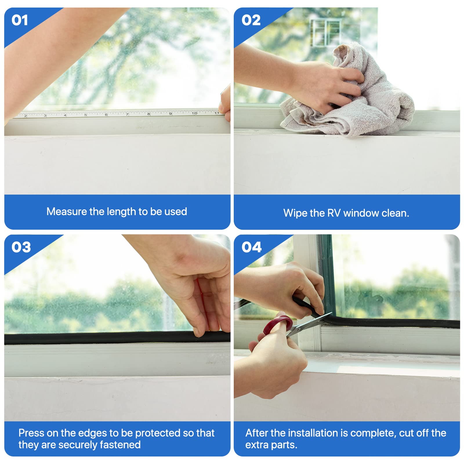 RV Window Seal Strip Rubber Weather Stripping Stationary Window Glass Edge Seal EPDM Rubber Seal Stripping for Boat Rv Window Heat Resistant Reduce Noise (15 Ft)