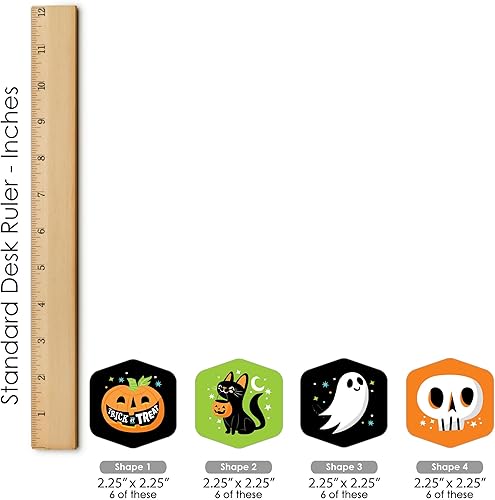 Miniatura 8 de Big Dot of Happiness Jack-O'-Lantern Halloween - Caza del tesoro para fiestas de Halloween para niños, 1 soporte y 48 piezas de juego, juego de