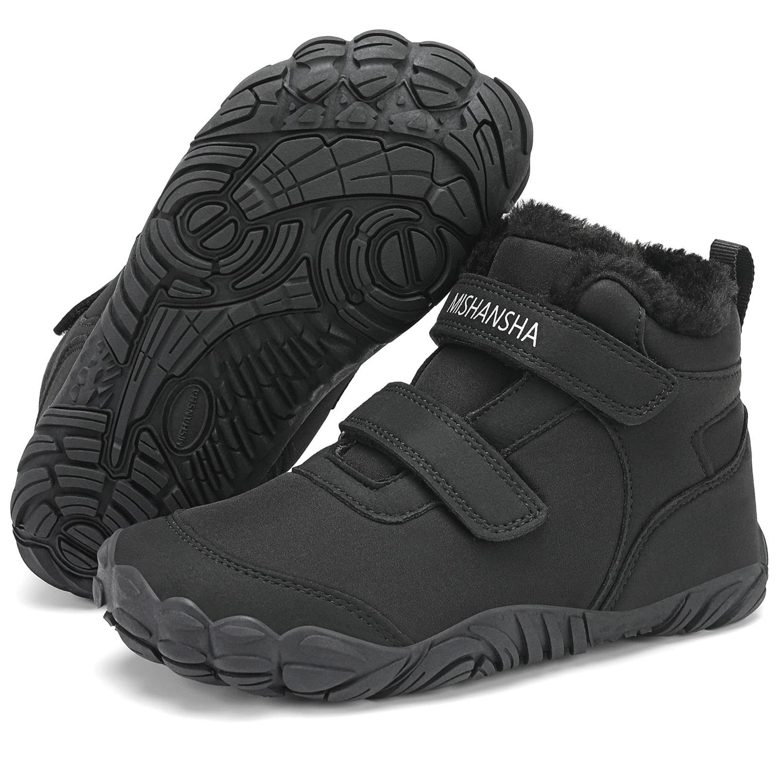 Mishansha Barfußschuhe Kinder Winterschuhe Warm Gefüttert für Mädchen Jungen