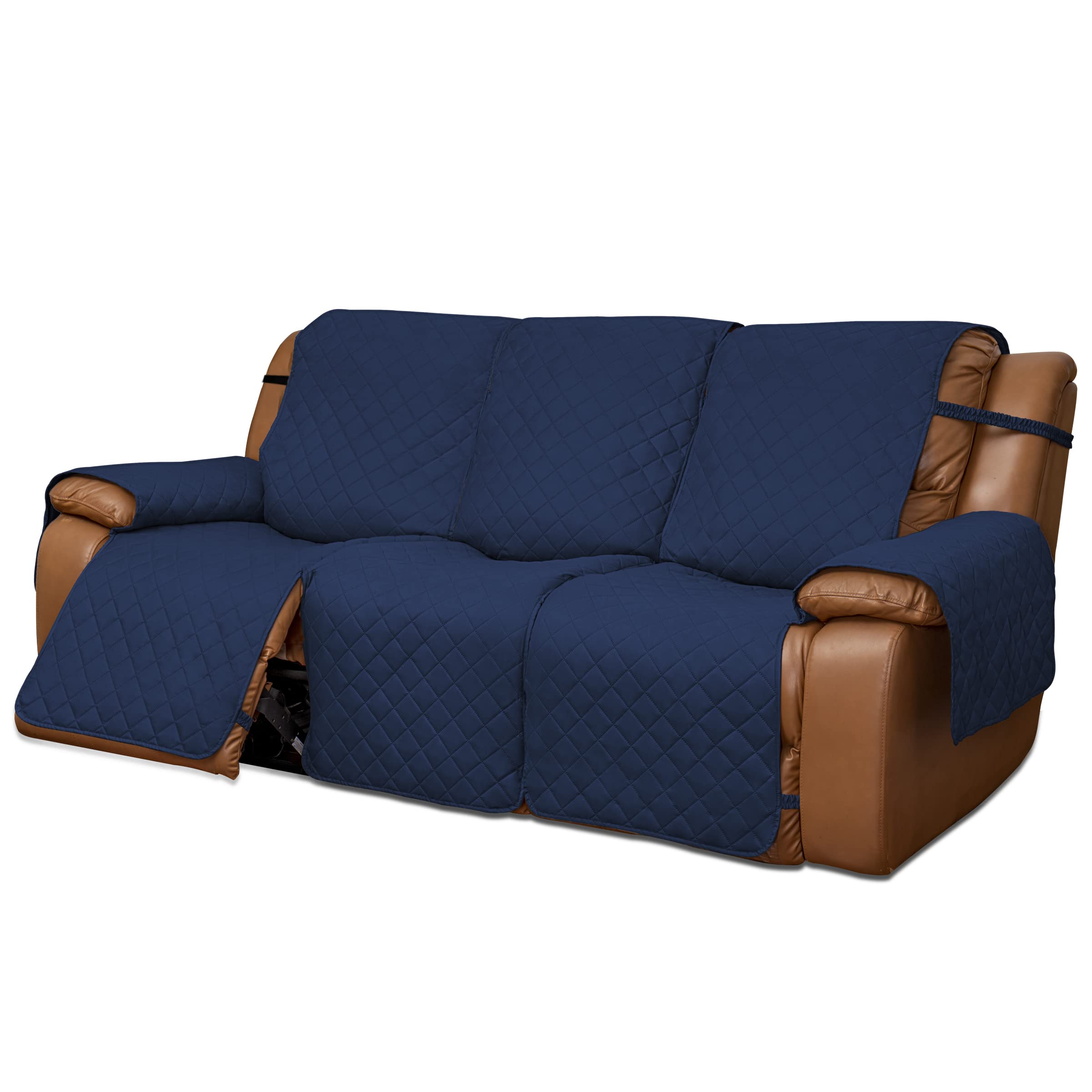 Easy-Going Oversized Recliner Sofa Cover, Reversible Couch Cover for 3 Seat Recliner, Split Sofa Cover for Each Seat with Elastic Straps for Kids,