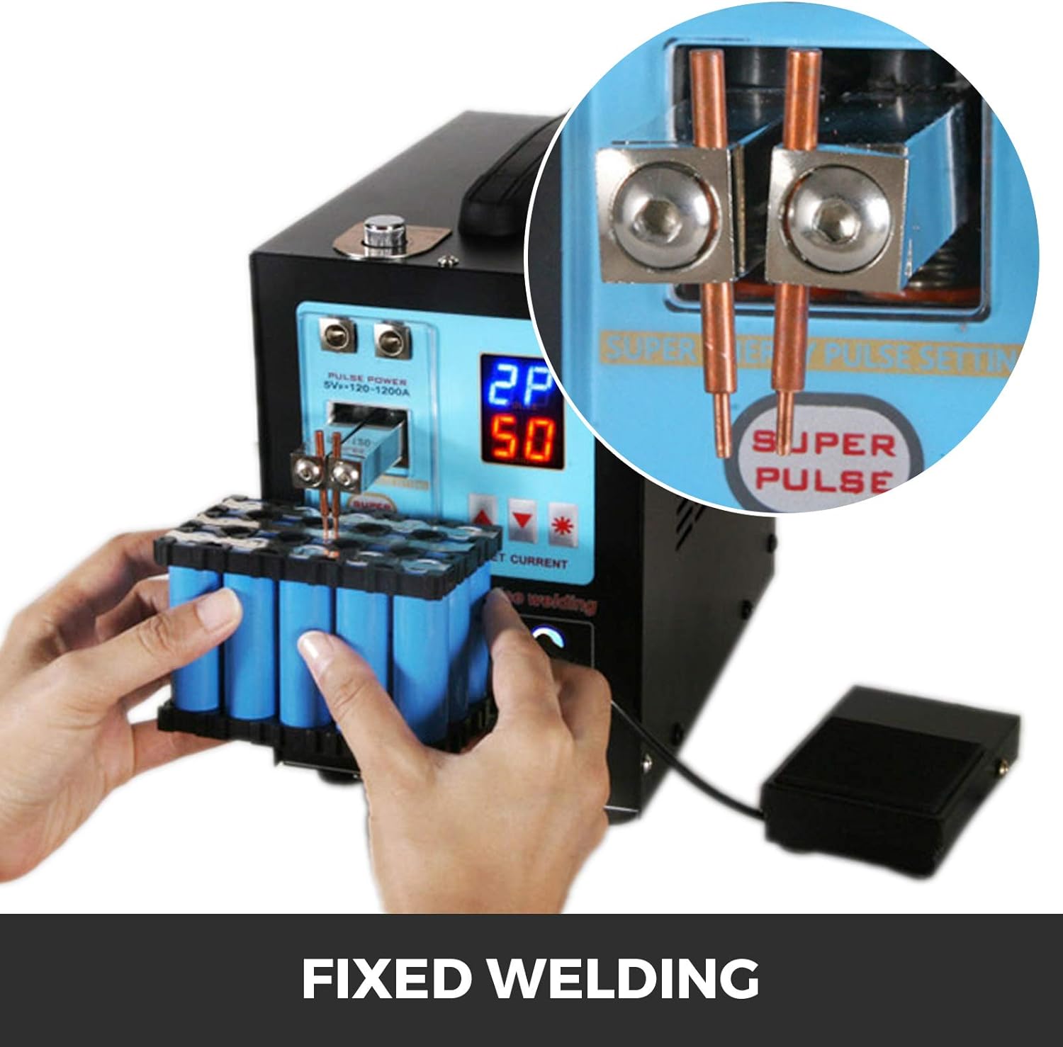 Mophorn 737G+ Pulse Spot Welder 0.35mm Battery Spot Welder 110V Battery Welding Machine and Soldering Station Portable Pulse Welding Machine for Battery Pack 18650 14500 Lithium Batteries - - 