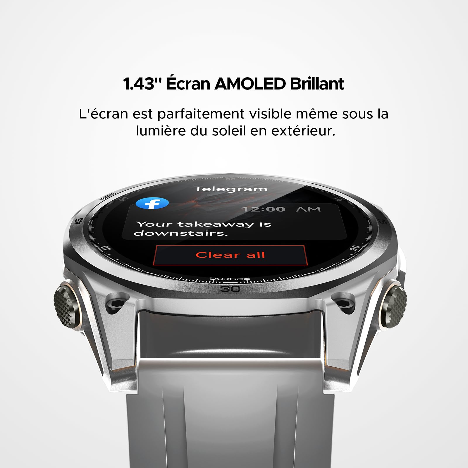 Anywise W1 AI Montre Connectée Homme, 5ATM Dual-Band GPS Tactical Watch,1,43'' AMOLED Screen, 170+ Modes Sport, Appel Bluetooth,18 Days Battery,LED Flashlight,Compass,pour Android/iOS, 3 Strap