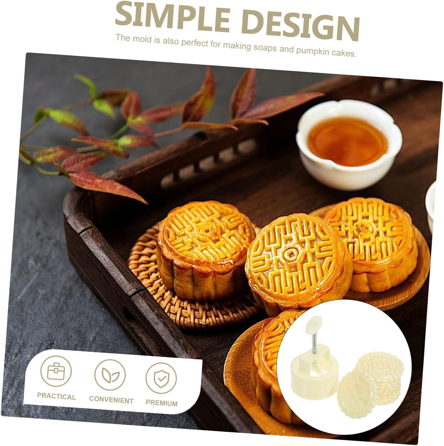 LABRIMP Reusable Cookie Mold for Baking Daily Use Moon Cake Press Molds Easy Release Smooth Surface