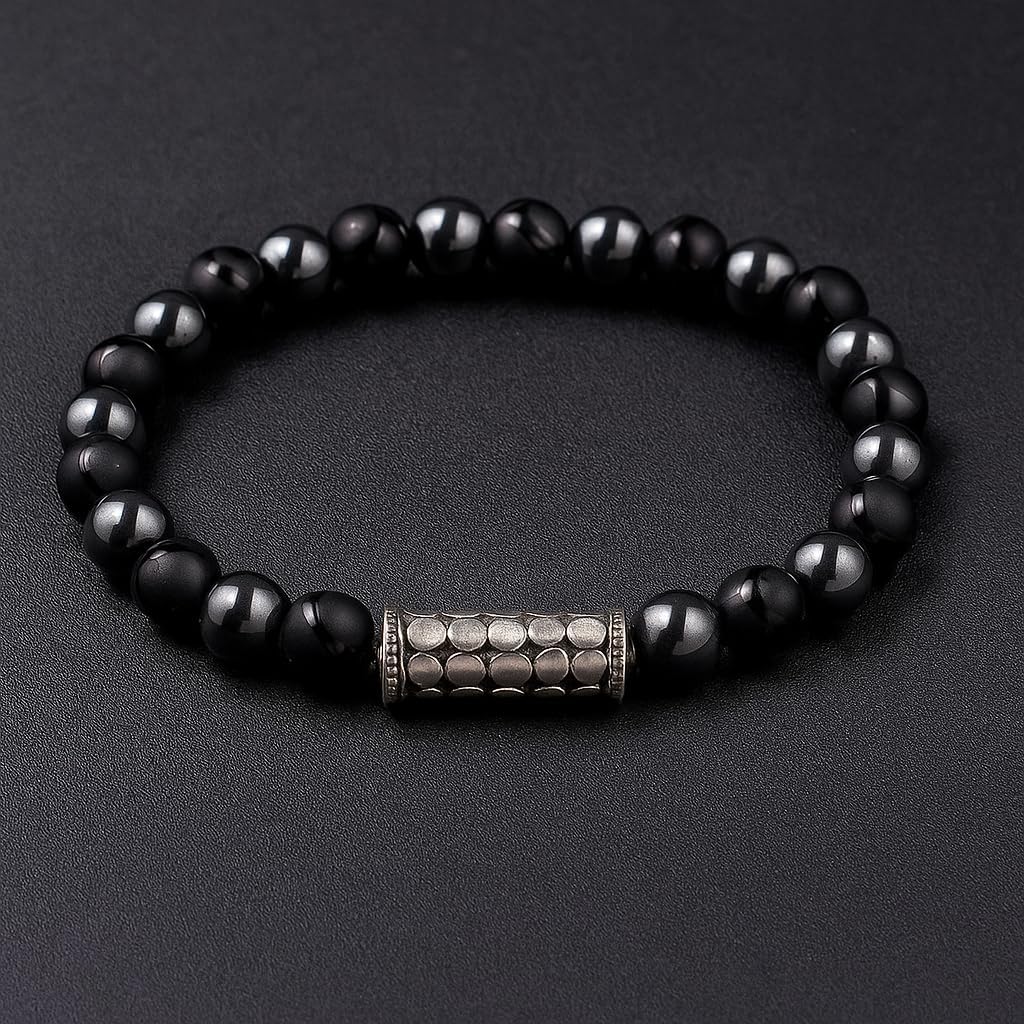 Kartini Studio Matte Black Onyx and Hematite Bracelet, Men's Sterling Silver Beads Bracelet, Quality Bead Jewelry for Man - Image 7