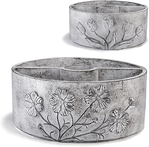 MCCKLE Maceta para sombrilla de patio, 2 piezas, con agujero para paraguas, semicircular para exteriores (11.41 x 11.41 x 4.72 pulgadas) para mesas