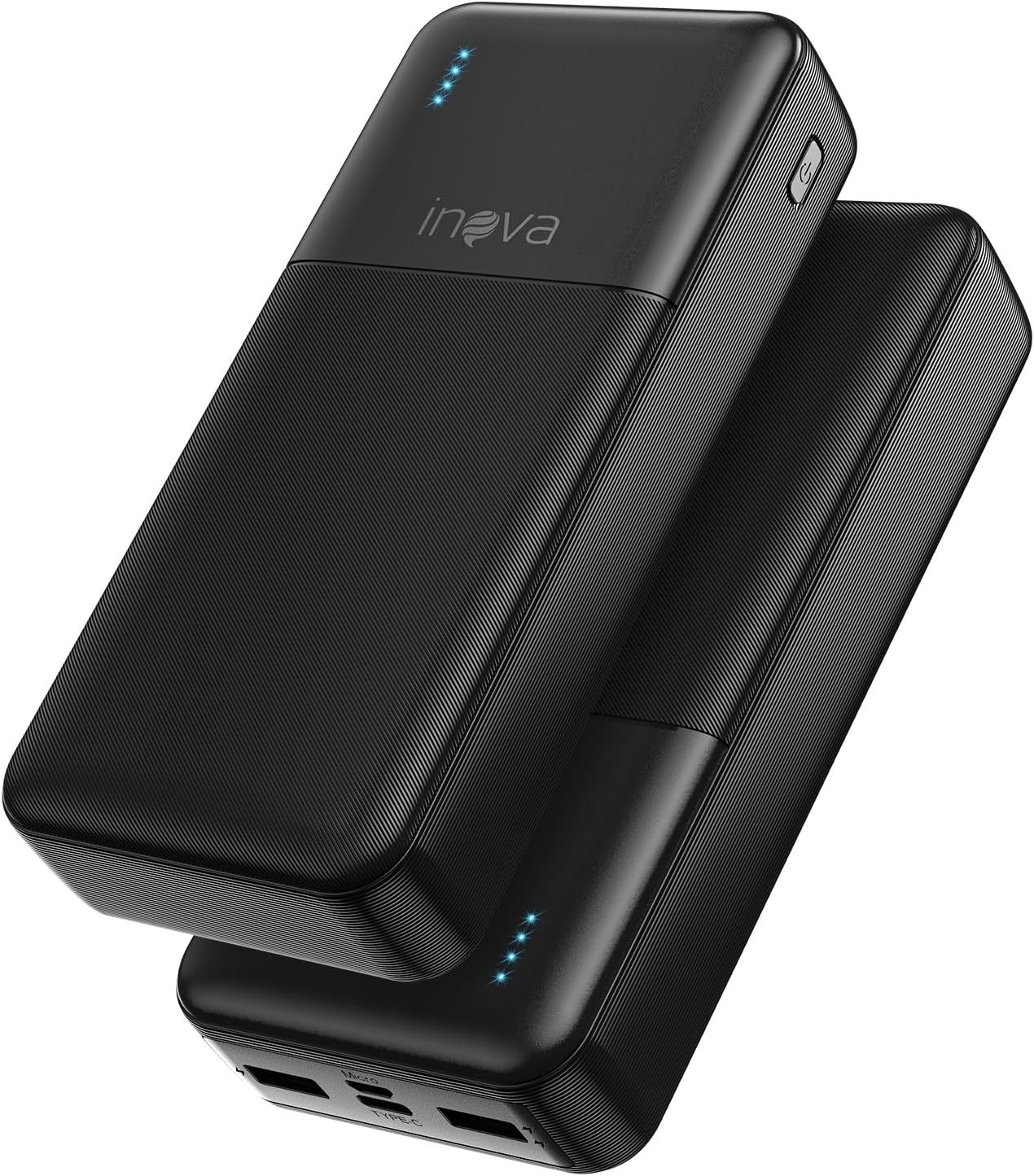 Carregador Portátil Power Bank 20000mAh, Bateria Portatil com Carregamento Rápido, Led Indicador de Bateria, USB-A (até 15W) + USB-C (até 20W) para Dispositivos iOS e Android/USB/Type-C (Preto)