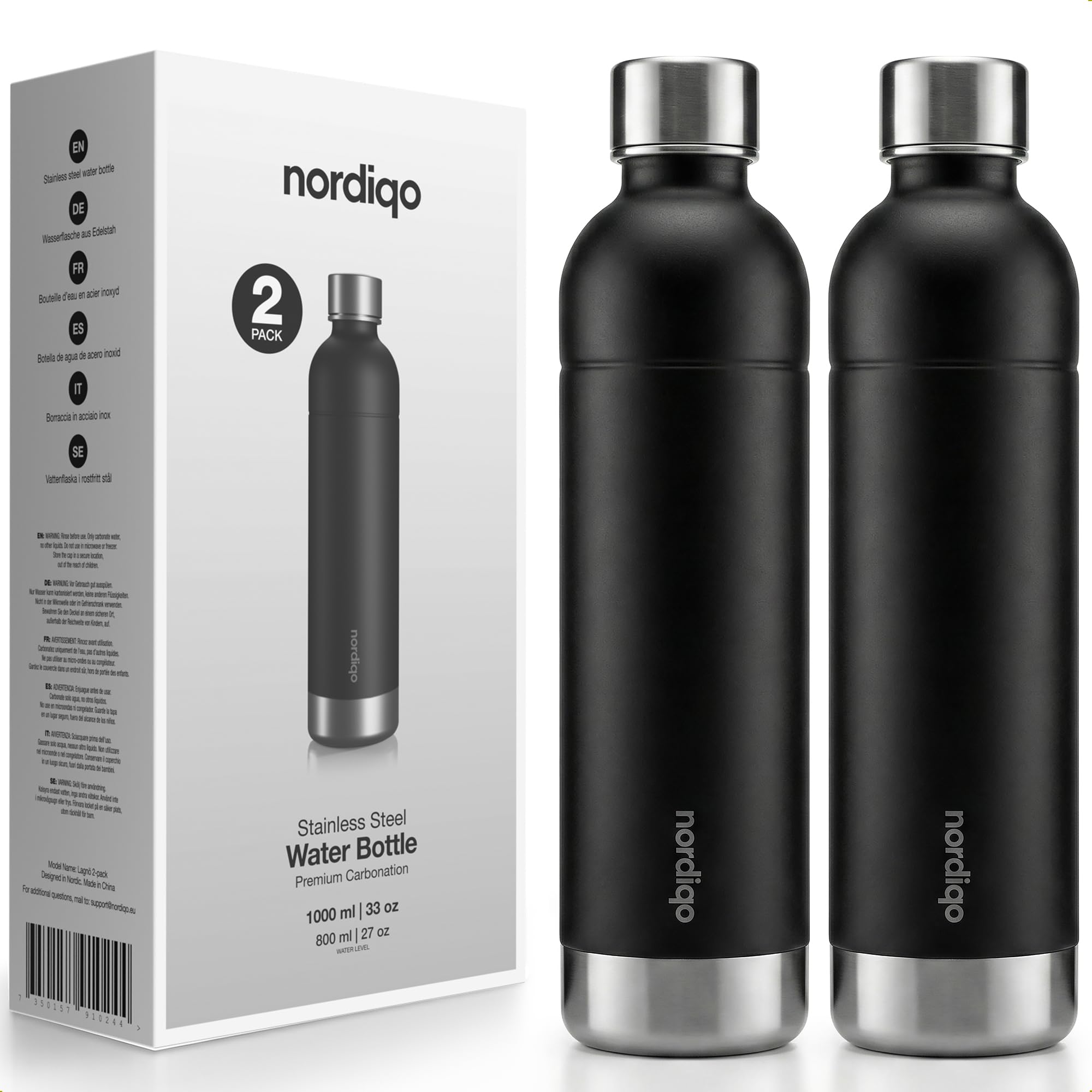 Photo 1 of Nordiqo 33 oz Steel Bottle for Aarke 3, SodaStream Art, Duo, Terra & More