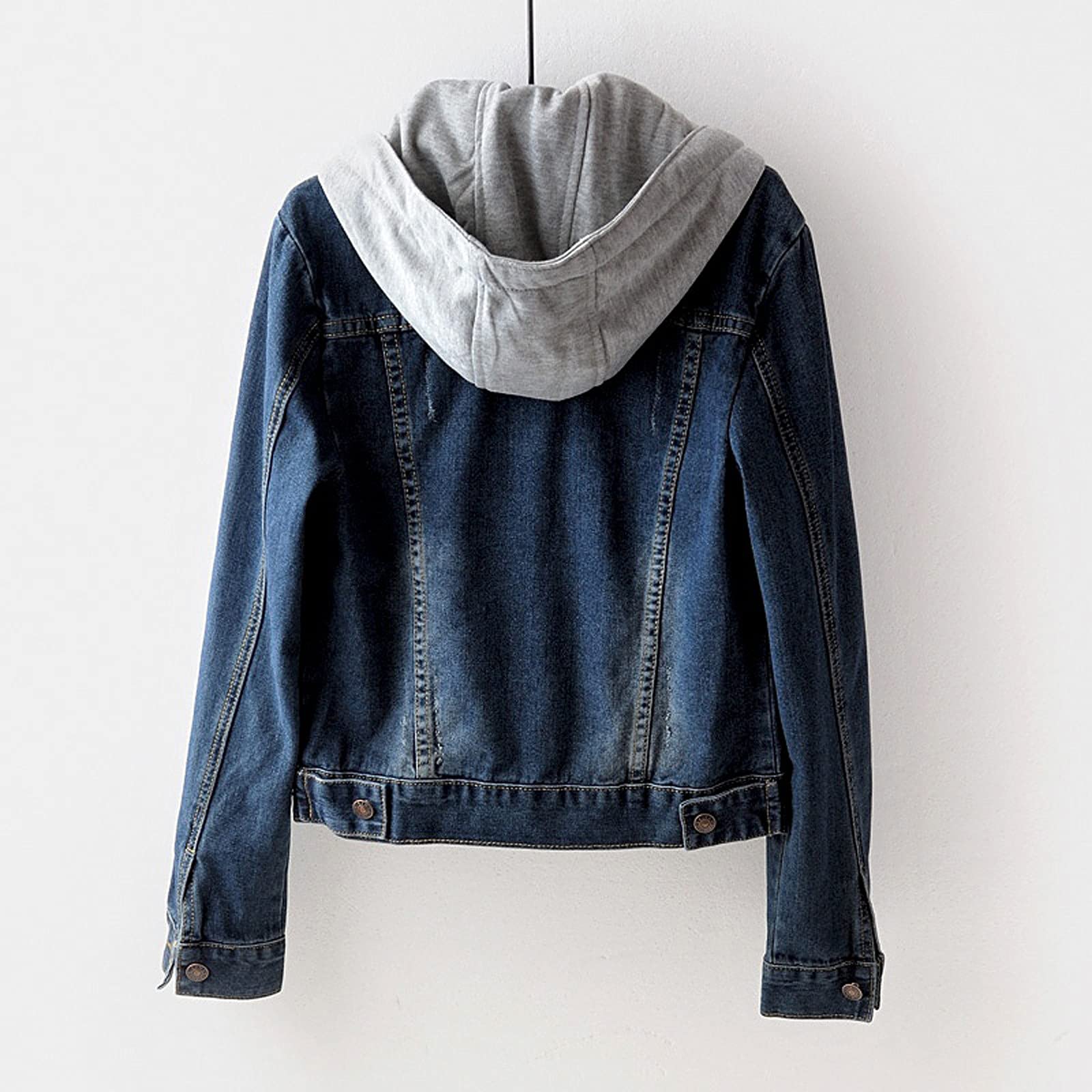 Chaqueta Mujer Invierno Abrigos De Cazadora Forro Polar，Chaqueta corta desgastada con bolsillos laterales para mujer abrigo vaquero de mezclilla con botones estilo casual moderno