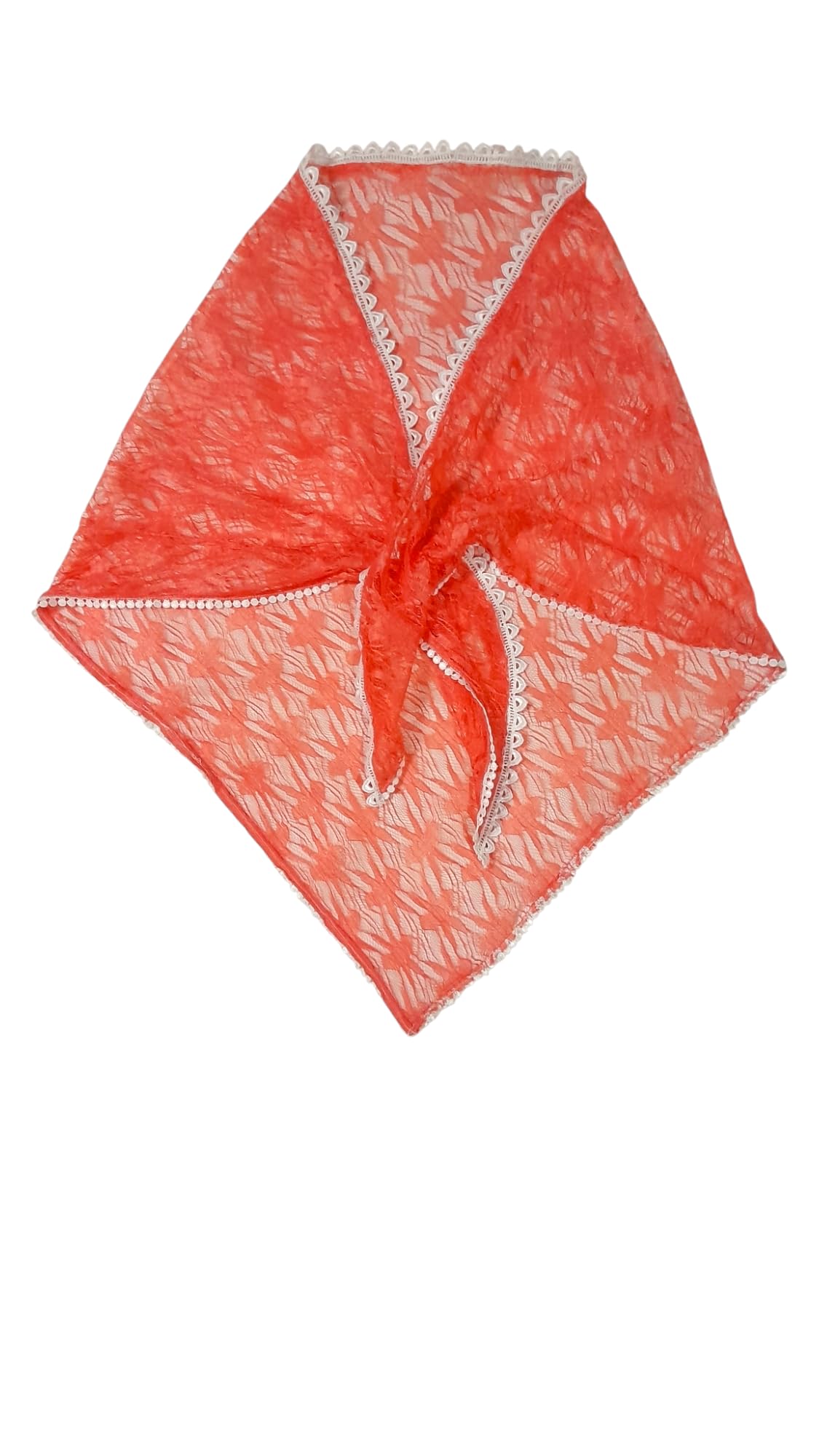 Church Scarf Large Size Netted Lace Pattern Mantila Veil Peach Color For Women Triangular Shape Catholic-image-41