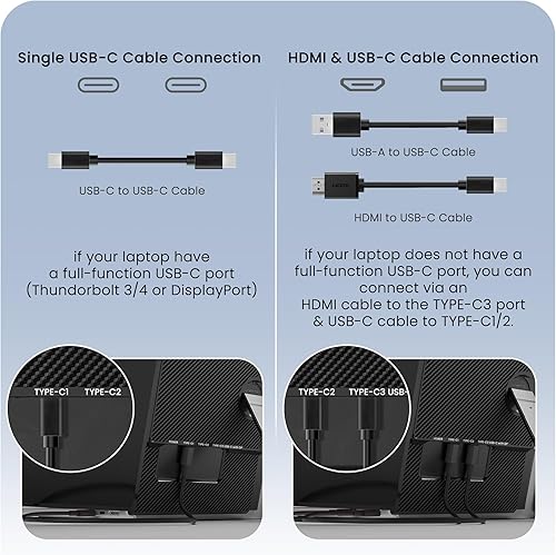 Miniatura 7 de Extensor de pantalla para laptop, monitor portátil ultrafino de 15.3 pulgadas FHD 1200P 16:10 para laptop, extensor ligero de monitor dual Plug &