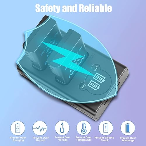 Miniatura 5 de Paquete de 2 baterías de repuesto EN-EL14 EN-EL14a Juego de cargador USB dual compatible con Nikon D3200, D5600, D3500, D3300, D3400, D3100, D5100,