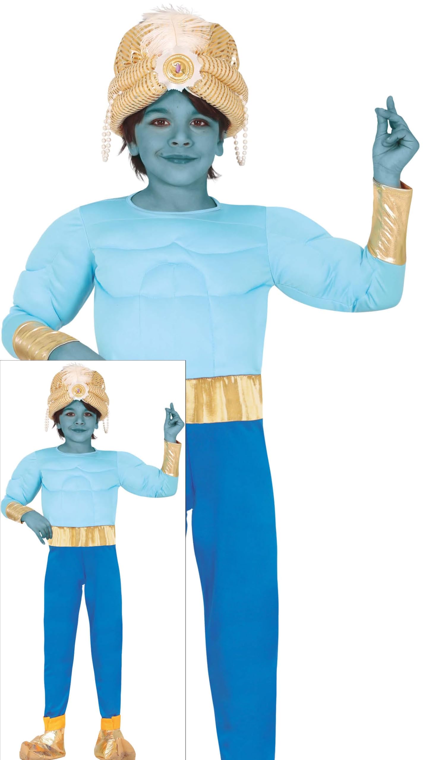 FIESTAS GUIRCA Fairytale Genie Fancy Dress for Boys or Girls - Blue Genie Kids Fancy Dress Costumes Boys & Girls - Unisex Age 5-6 Years