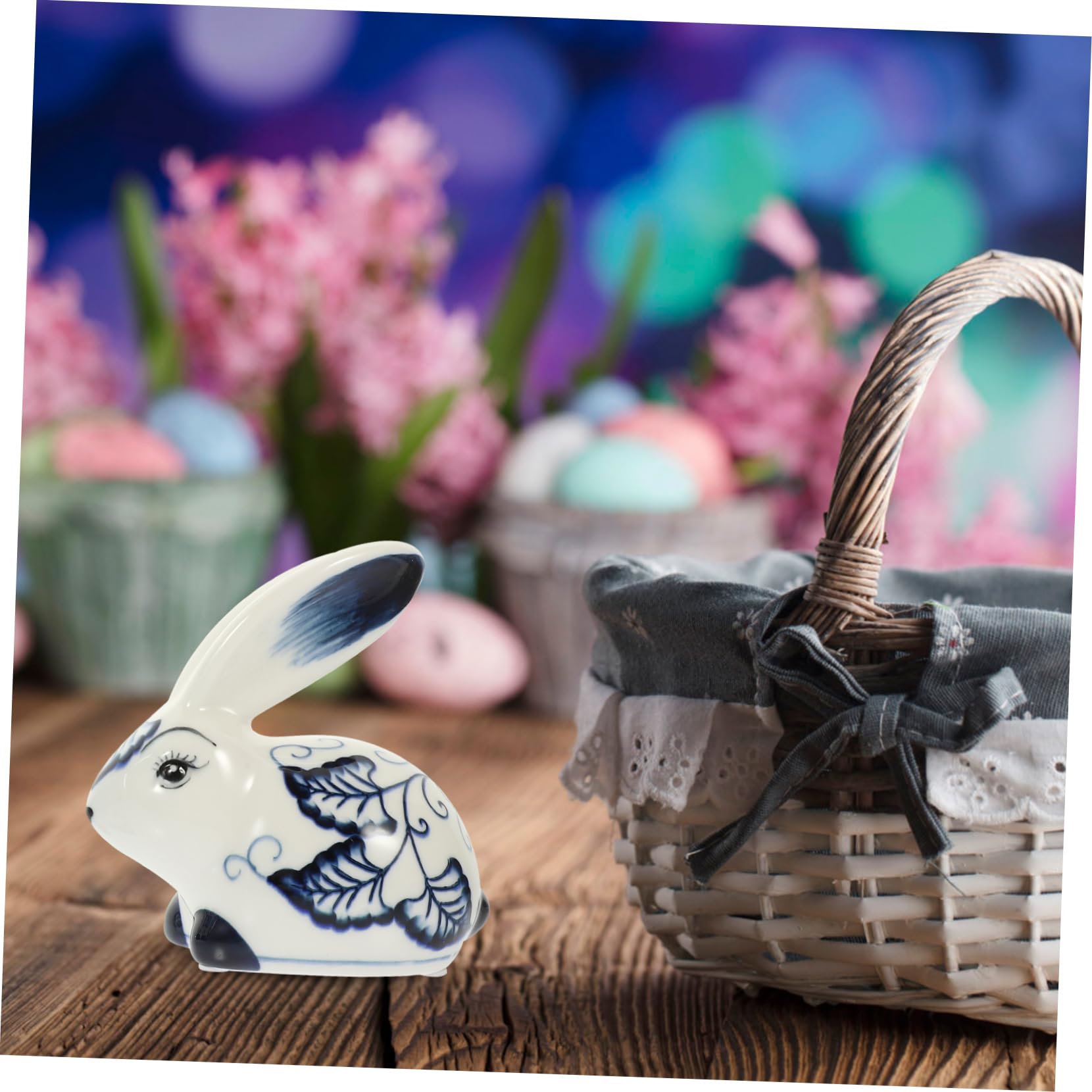 TOPBATHY Statuette di Coniglio in Ceramica Bianco 2 Pezzi, Decorazione la Casa Elegante e Creativa, per Decorazioni Pasquali o Arredamento Desktop