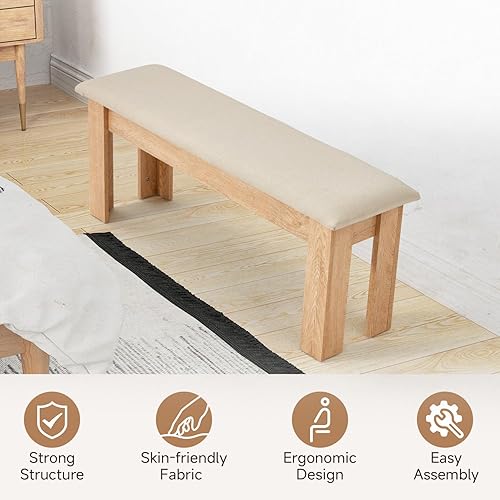 Miniatura 7 de ECOTOUGE Banco de comedor, juego de 2 bancos de mesa de cocina de interior con decoración de granja, banco moderno para zapatos de entrada, banco al