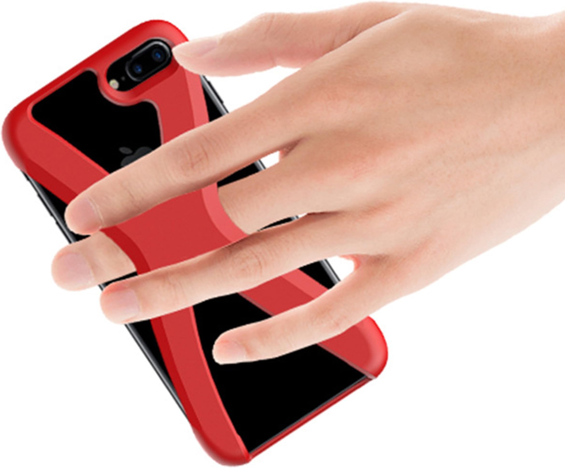 RQJ Silicone 7Plus/8 Plus Case, Creative Finger X Shape Protective Rubber Case for iphone (Red)