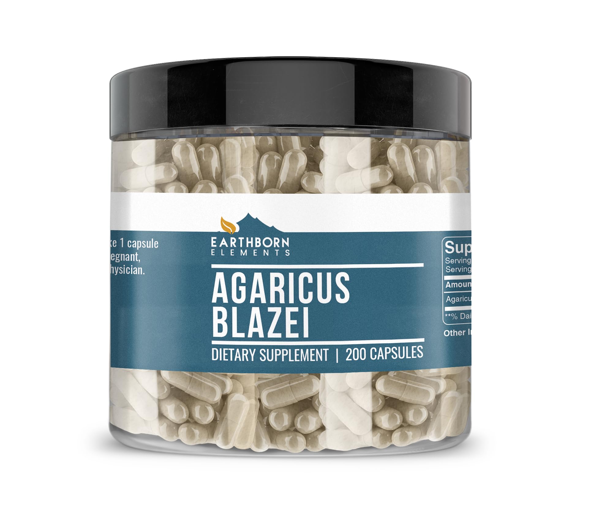 Earthborn Elements Agaricus Blazei 200 Capsules, Pure & Undiluted, No Additives 200 Count (Pack of 1)