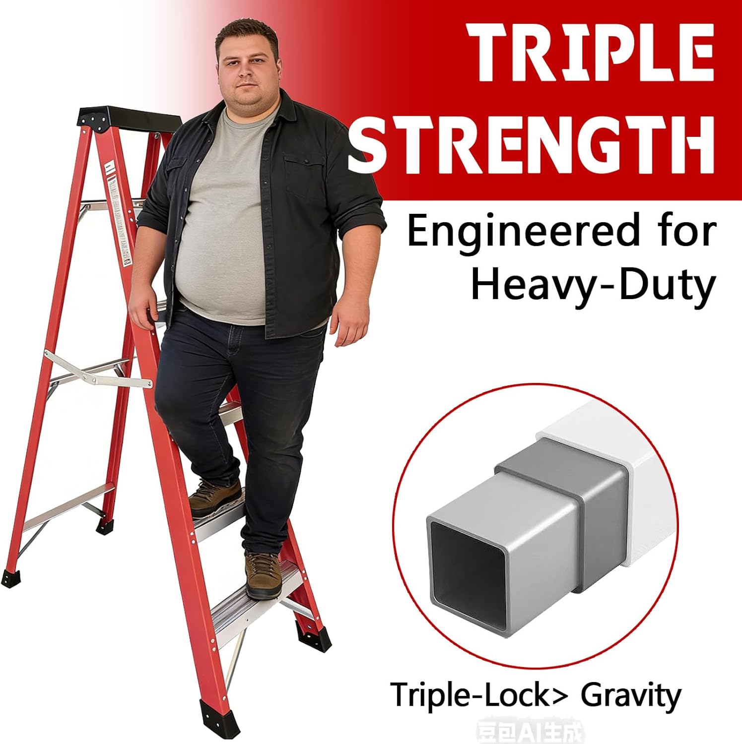 Ladder 6-Foot Fiberglass Step Ladder, 400 Pound Load Capacity, Folding Step Ladders for Home, IAA (6Ft)