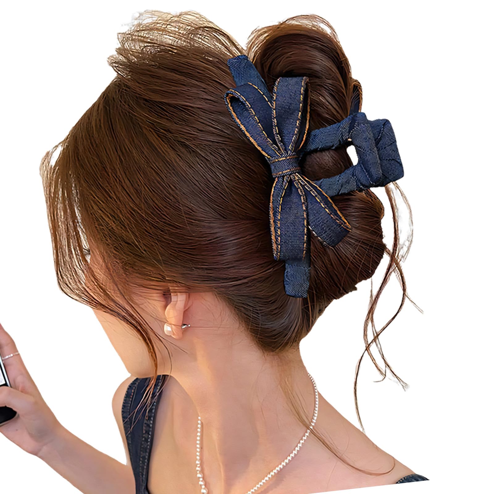 Maxtonser Fashionable Jeans Cloth Butterfly Hair Grip Clip Lovely And Functional Hair Styling Tool Hairpin For Daily Use 12.5cm