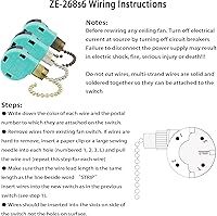 Vista 3 de Zing Ear ZE-268S6 - Interruptor de ventilador de techo, 3 velocidades, 4 cables, control de velocidad, cable de tracción, piezas de repuesto Bronce
