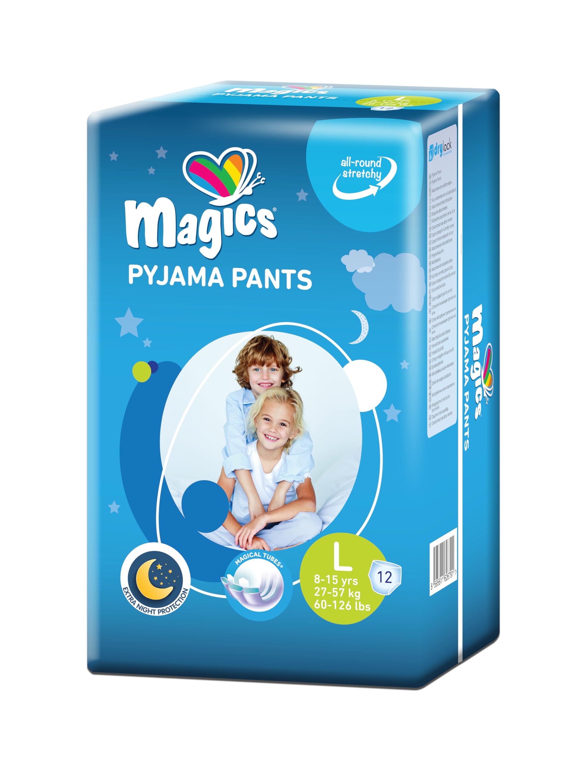 Magics Pyjama Pants - 24x Pañales para Niño 8-15 Años - Talla L (27-57 kg) - 24 Pañal por Durante la Noche con Protección Anti-Fugas, 2 Paquetes de 12