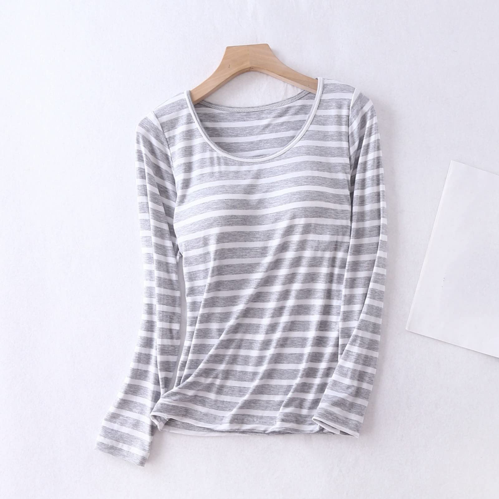 Pijama de Franela para Invierno y otoño para Mujer y Hombre, Conjunto de Sujetador y Almohadillas de algodón para Mujer, Estampado de Rayas Grises de Moda, Manga Larga + pantalón a
