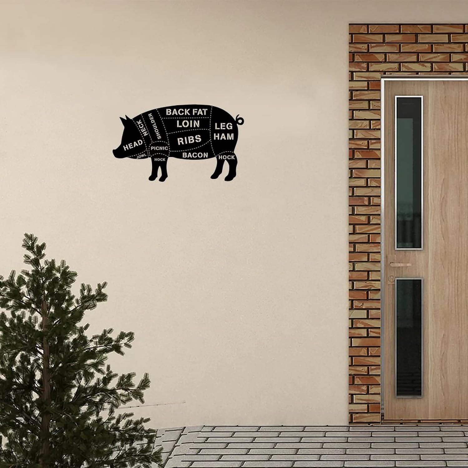 Funny Farm Animal Pig Pork Metal Sign Rustic Laser Cut Metal Wall Hanging Art Sign Vintage Metal Door Hanger Sign Bar Sign for Bedroom Kitchen Garden Home Decor 18 Inch